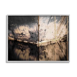 Stupell Industries Abstract Boat Underside Reflection Distressed Murky Lake, Designed by Melissa McClain Gray Framed Wall Art, 16 x 20, Black
