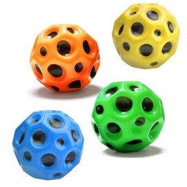BOBOZHONG High Jumping Rubber Ball, Pack of 4 Jumping Ball Rubber Ball Space Ball Moonbal Bounce Hole Bouncing for Children High Bouncing Spring Ball for Children for Indoor and Outdoor Use, 7 cm