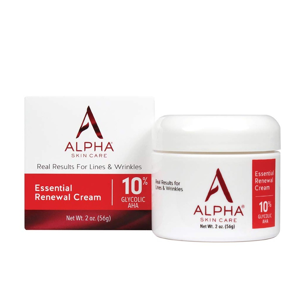 Alpha Skin Care Essential Renewal Cream | Anti-Aging Formula | 10% Glycolic Alpha Hydroxy Acid (AHA) | Reduces the Appearance of Lines & Wrinkles | For Normal to Dry Skin | 2 Oz