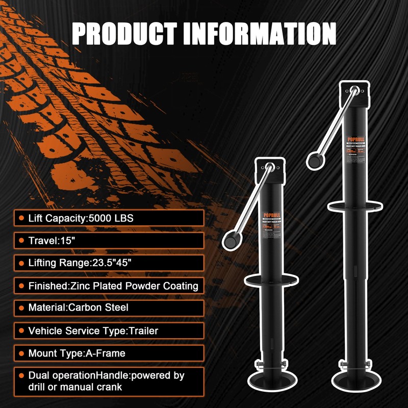 5000lbs A-Frame Trailer Jack,30" Lift 20-24V Cordless Drill Compatible with