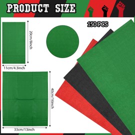 150Pcs Black History Month Party Guest Napkins Black Red Green Paper Napkins for African American Freedom Day Party Kwanzaa Festivals Juneteenth Party Supplies