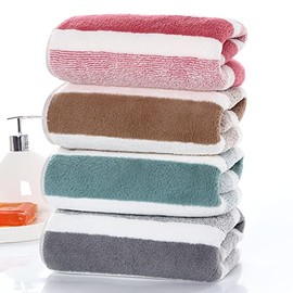 Microfiber Hand Towels Soft Hand Towels for Bathroom Super Absorbent Bath Towels Ideal for Hair Spa Sports and Travel (Stripe-Cabana)