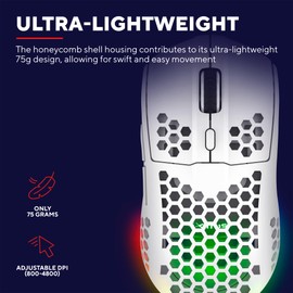 Trust Gaming GXT 929 Helox Kabellose Gaming Maus, Ultraleichte Maus 75g, 80h Dauerbetrieb, 2,4-GHz-Mikro-USB-Empfänger, Einstellbare DPI (800-4800), 6 Programmierbare Tasten, Gaming PC MMO - Weiß