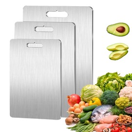Chopping Board, Titanium Chopping Board, Stainless Steel, Cutting Board, Large, Medium and Small, Chopping Board, Kitchen Board, Easy to Clean (L - 46 x 30 cm)