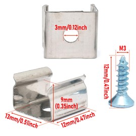 50pcs 12mmx13mmx9mm Stainless Steel Led Rope Light Clamp With M3x12mm Screws,Metal Light Mounting Light Mounting Brackets,Metal Clamp,Fixing Clips For Strip Lighting Installation(H-1309)