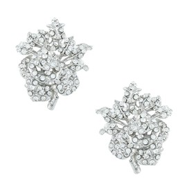 EVER FAITH Bridal Silver-Tone Rose Flower Clear Austrian Crystal Necklace Earrings Set