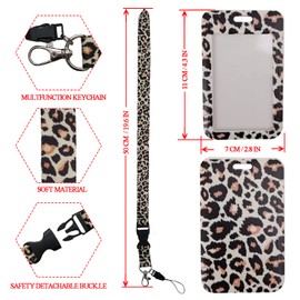 Heavy Duty ID Badge Holder with Detachable Lanyard, Fashionable Badge Reel with Carabiner Clip, Nurse Medical Student Teacher Office Women Men Gifts (Leopard Print)