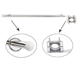 NovelBee 2 Pack of 15.35 Inch Stainless Steel Flag Pole Rail Mount from 7/8" to 1-1/4" for Boat Yacht Marine