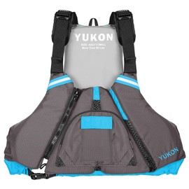 Yukon Charlie's Sport Paddle Life Vest, Carbon/Light Blue, Large/XL (VM-002R)