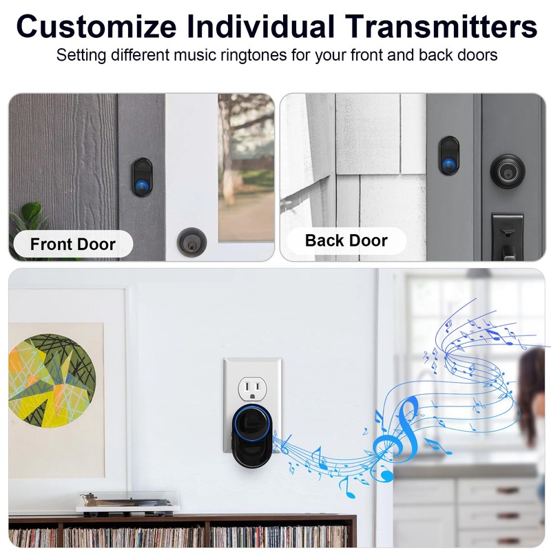 Wireless Doorbell - PHYSEN Waterproof Doorbell Chime Kits 2 receivers