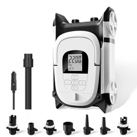 GICLE Paddle Board Pump with Auto-Off Function Dual Motor for Inflatable SUP and Boat, 22PSI Portable Electric Air Pump for Paddleboard with DC 12V Car Power Connector and Kayak Accessories