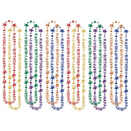 Beistle 12 Piece Colorful Plastic Happy Birthday, Necklaces Party Favors, 36", Multicolor