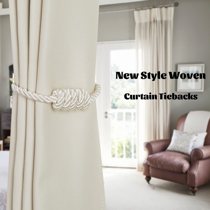 BEL AVENIR Magnetic Curtain Tiebacks, Decorative Drapery Holdbacks Modern Woven
