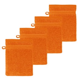 Lashuma Wash Mitts Set of 4 London Wash Cloths 16 x 21 cm Orange - Clementines