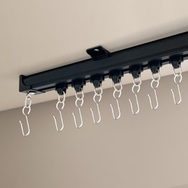 Hoeflife Ceiling Curtain Track, Curtain Track Ceiling Mount, Room Divider Curtain Rod or Wall with Rolling Hooks, Ceiling Shower Curtain Tracks Perfect for Privacy in Open Rooms,3-9ft Black.