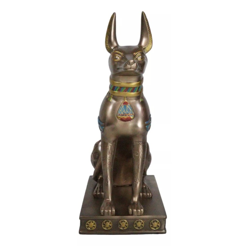 Large Egyptian Jackal Dog Anubis Statue 12.5"H God Of Mummification