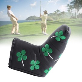 Golf Blade Putter Cover Mallet, Golf Club Covers PU Leather for Golf Putter Club Protector Clover Golf Headcover Blade Cover Suitable for All Putters (Black)