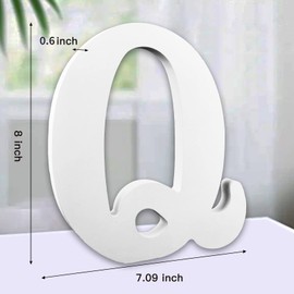 AOCEAN 8 Inch White Wood Letters, Unfinished Wooden Letters for Wall MAGA Decorative Standing Letters Slices Sign Board Decoration for Craft Home Party Projects (Q)