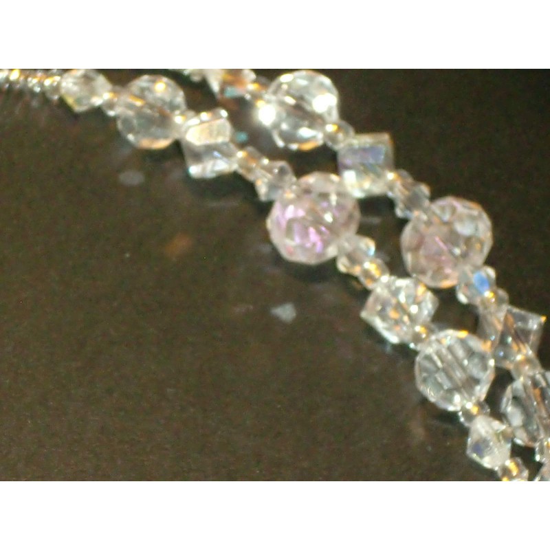 Eyeglass Chain Clear Crystal Faceted with RING "Mary" Glass 28