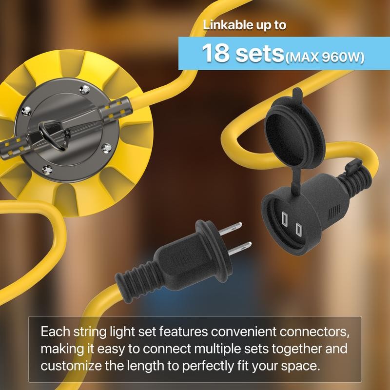 HYPERLITE Construction String Lights: 50FT/100FT 5/10 Bulbs String Work Lights