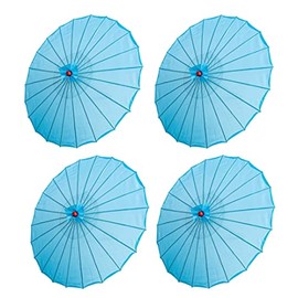 THY COLLECTIBLES Set of 4 Kid's Size 22" Japanese Chinese Umbrella Parasol for Wedding Parties, Photography, Costumes, Cosplay, Decoration and Other Events (Light Blue)