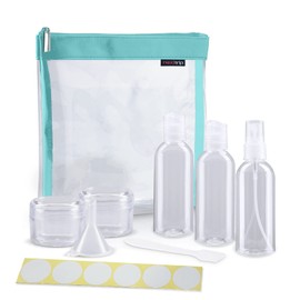 nex|trip Transparent Toiletry Bag + Container for Liquids, Hand Luggage, Cosmetic Bag, Transparent for Aeroplane, Travel Set, Cosmetic Bag, cyan