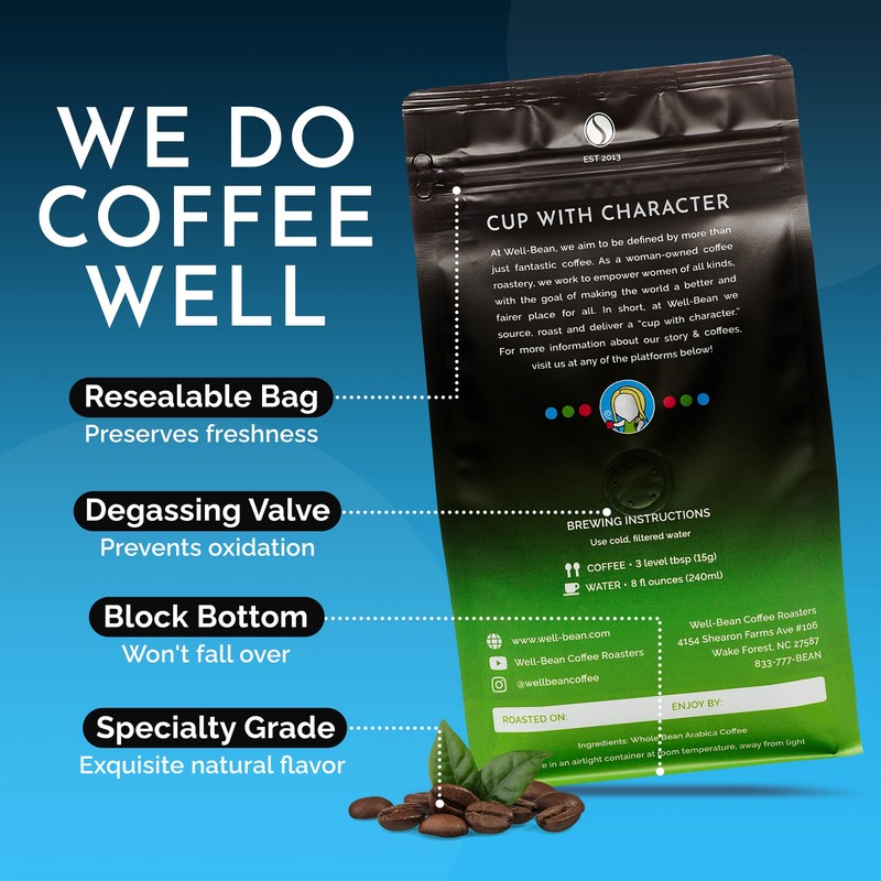 Well-Bean Coffee - Simmer Down Colombian Ground Decaf, Swiss Water