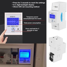 Jadeshay Power Meter Electricity Meter 1 Phase 5-80A 230V 50Hz Digital Wattage Meter DIN Rail Mount DDS015 for Overload Protection Energy Saving