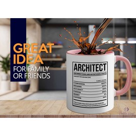 Architect Two Tone Pink Edition 11oz - Architect Information Nutri Fact - Interior Designer Architectur Contractor Drafter Civil Engineering Student Teacher Home Living Family