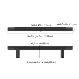 Asidrama 10 Pack 5 Inch(128mm) Matte Black Knurled Kitchen Cabinet Handles, Cabinet Pulls Kitchen Cabinet Hardware for Cupboard Drawer Pulls