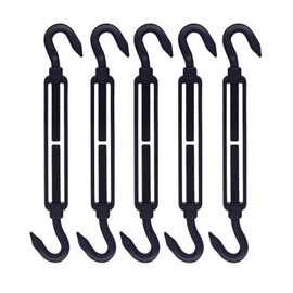 RiaYer 5 Pack Black M5 Hook and Hook Turnbuckle, Heavy Duty Stainless Steel Wire Rope Tensioner, Adjustable Hardware Kit for String Light, Shade Sail and Cable Tightening