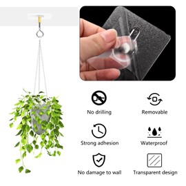 12 Pcs Self Adhesive Ceiling Hooks No Drilling Ceiling Hooks Stainless Steel Eye Hooks for Hanging Small Plants Ceiling Decoration