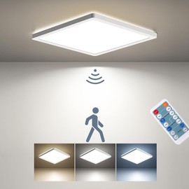 BLNAN Lámpara de techo LED regulable con sensor de movimiento con control remoto, 9 pulgadas, 18 W, 1800 lúmenes, radar activado por movimiento, lámpara empotrada con cable para armario, pasillo