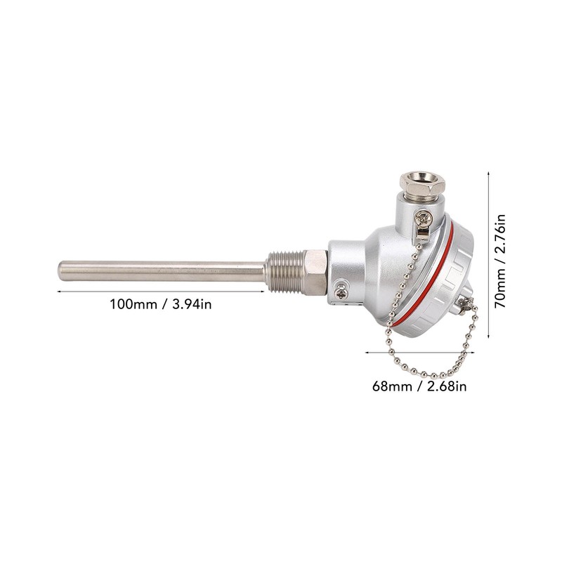 PT100 Temperature Sensor Probe 10 X 100mm PT1/2in Thread 3W