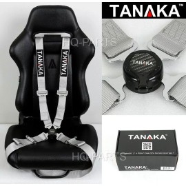 TANAKA 1 TANAKA UNIVERSAL GRAY 4 POINT CAMLOCK QUICK RELEASE RACING SEAT BELT HARNESS