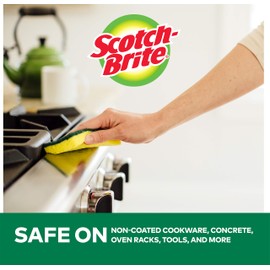 Scotch-Brite Heavy Duty Scrub Sponges, Sponges for Cleaning Kitchen and Household, Heavy Duty Sponges Safe for Non-Coated Cookware, 6 Scrubbing Sponges