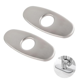 1 Pcs 6 Inch Kitchen Sink Hole Cover Plate, 304 Stainless Steel Faucet Deck Plate Escutcheon for Pull Down Faucet, Universal Sink Cover for Plumbing Gaps (Fits 6" Holes) - Brushed