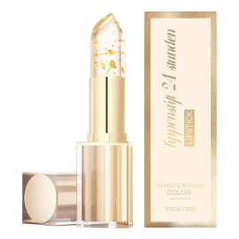 Lápiz Labial Que Cambia De Color, Lámina Dorada, Nutritivo Y