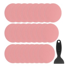 HARFINGTON 24pcs Non Slip Bathtub Stickers Bath Shower Floor 4" Anti-Slip Adhesive Sticker Tape Oval Style Decals with Scraper for Bathroom Kitchen Bathtub Treads Stairs, Pink