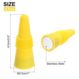 MECCANIXITY 8Pcs Wine Stoppers High Temp Silicone Plug T Shaped Wine Bottle Stopper Wine Outlet Cap Bottle Cover, Yellow