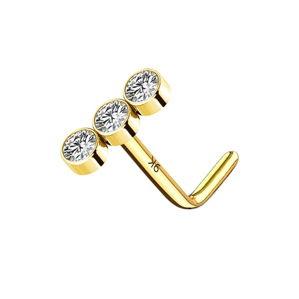 Melighting 20G Round Cubic Zirconia Nose Stud 14 Carat Gold
