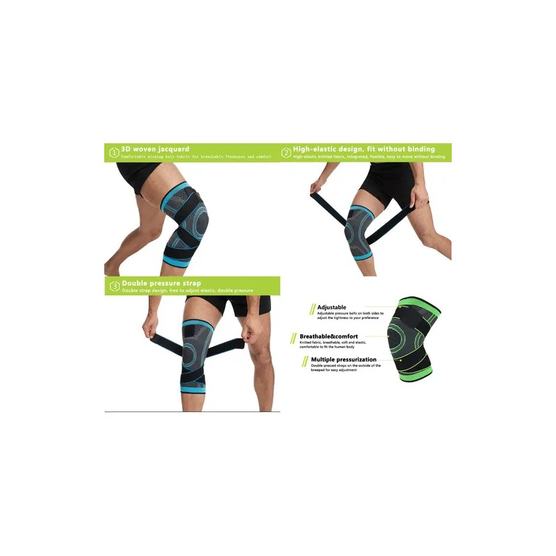 Rodillera Estabilizadora Negra Sports Unisex + Parches Dolor Rodillas