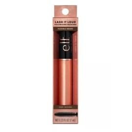 e.l.f. Lash It Loud Volumizing Mascara, Defining & Amplifying Brush, DEEP BROWN
