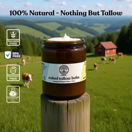 Beef Tallow for Skin - NAKED TALLOW BALM I 1 Ingredient - 100% Grass Fed Beef Tallow | Whole Body & Face | Whipped & UNSCENTED for Sensititve Dry Skin, Babies, Eczema, Psoriasis, Rosacea (9oz)