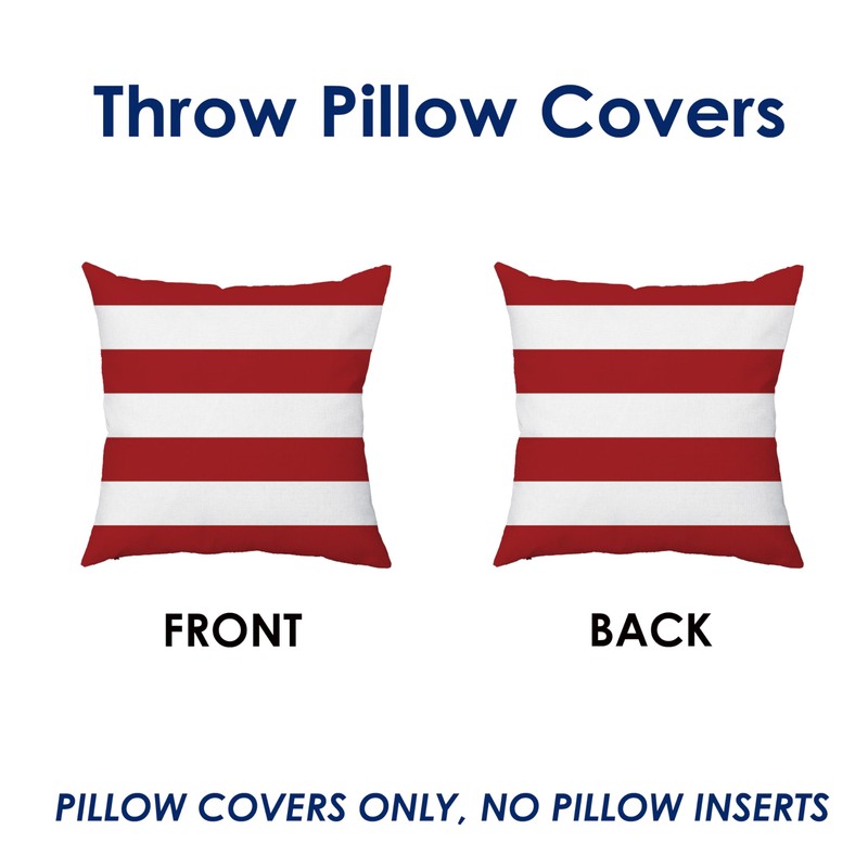 TAOSON Dark Red Striped Outdoor Throw Pillow Covers 18x18 Inch,Set