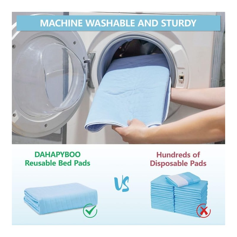 DAHAPYBOO Washable Underpads, 36"x54" 4 Pack Incontinence Bed Pads, Heavy