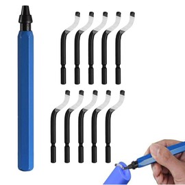 YQkangzhu Deburring Tool with 10 Heavy Duty HSS Blades, 360° Swivel Head Deburring Tool Kit, Removing Burr tool for Aluminum, Copper, Metal, Iron, Brass, Plastic Pipe, 3D Printing, Resin, PVC