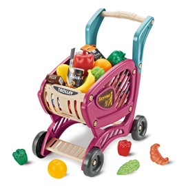 Toy Grocery Shopping Cart for Kids, Toddler Shopping Cart for Toddlers 1-3, Rich Play Food Accessories for Pretend Play, Birthday Toys for 2 3 4 5 Years Old Girls Boys