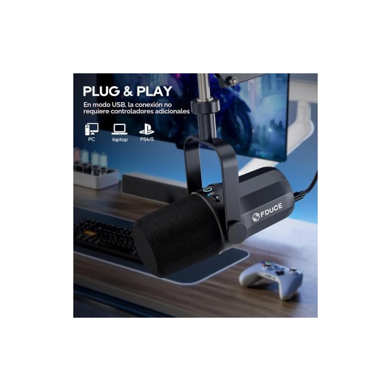FDUCE SL40 Vocal Dynamic Podcast Microphone for Gaming, Live Streaming