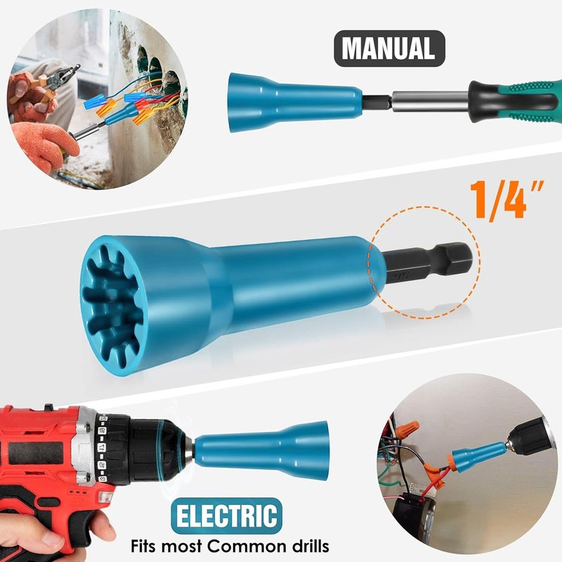 Rotating Wire Twister with 10 Caps High Speed Steel Shank